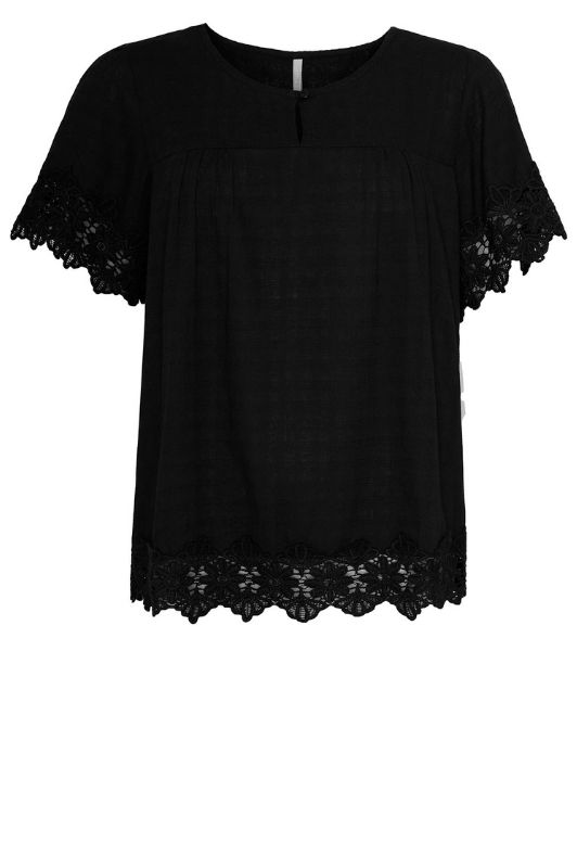 Ofelia Dera bluse I Crochet top i sort