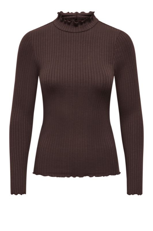 JDY Fransiska basisbluse | Langærmet t-shirt i mørkebrun