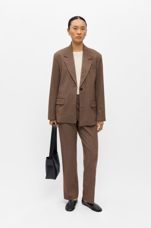 Object Lisa blazer i brun melange I Dresslab