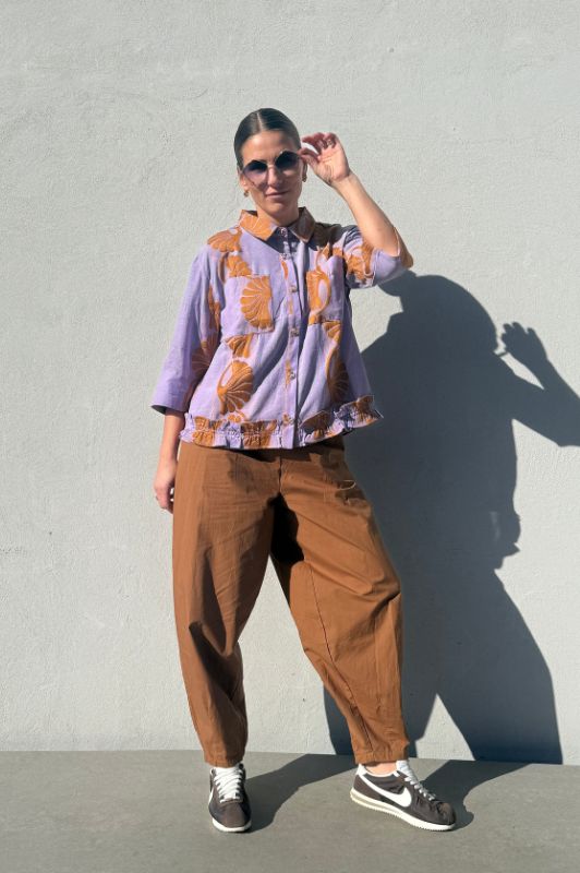 Gaspar Vigo jaquard skjorte i lilla sand I Dresslab