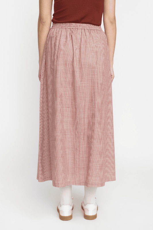 Soft Rebels Ebbi skirt | Sommerlig rustrød bomuldsnederdel med striber