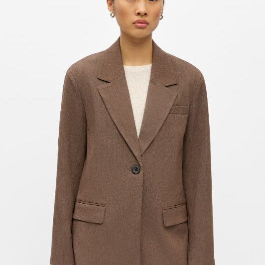 Object Lisa blazer i brun melange I Dresslab