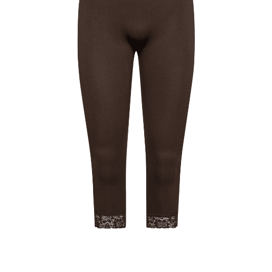 Decoy leggings | Seamless 3/4 legging med blondekant brun