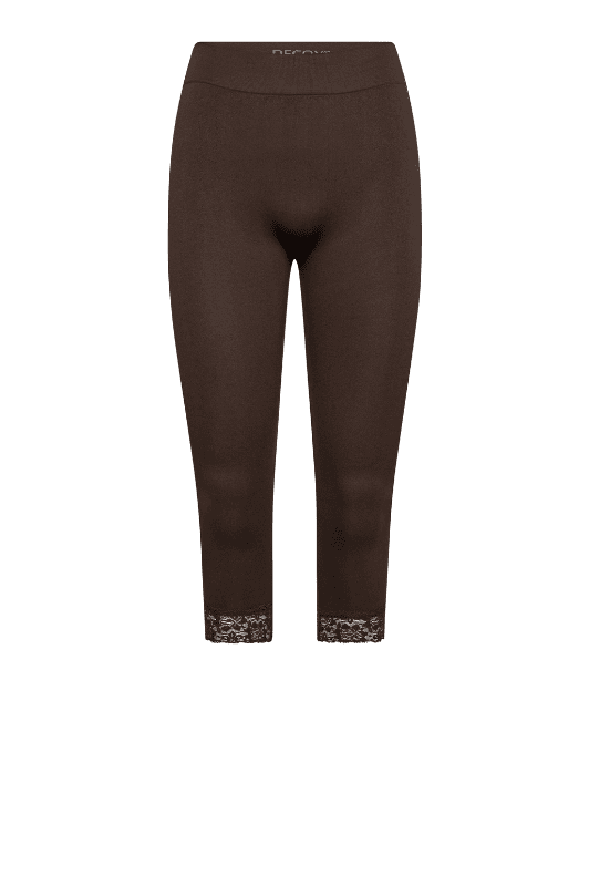 Decoy leggings | Seamless 3/4 legging med blondekant brun