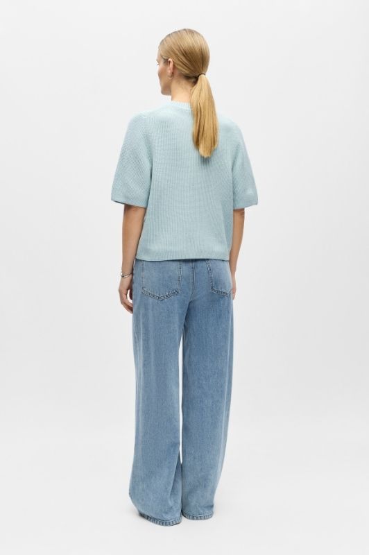 Object Flo strikket t-shirt i lyseblå I Dresslab