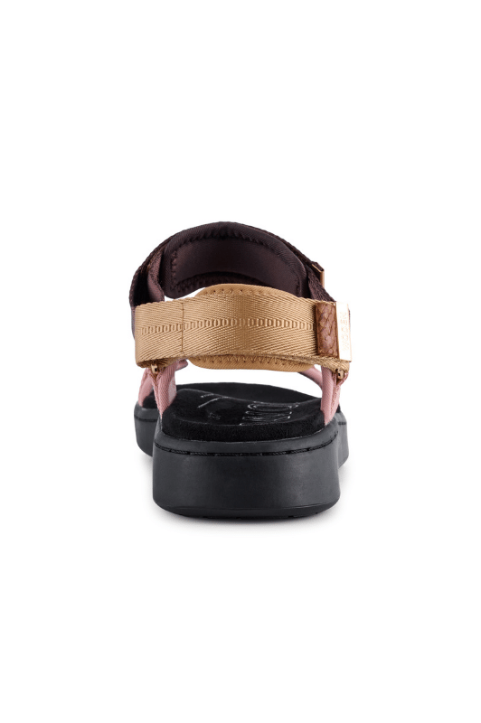 Woden Line sandal | Damesandal i Multifarver lilla og lyserød I Natural Soft sål