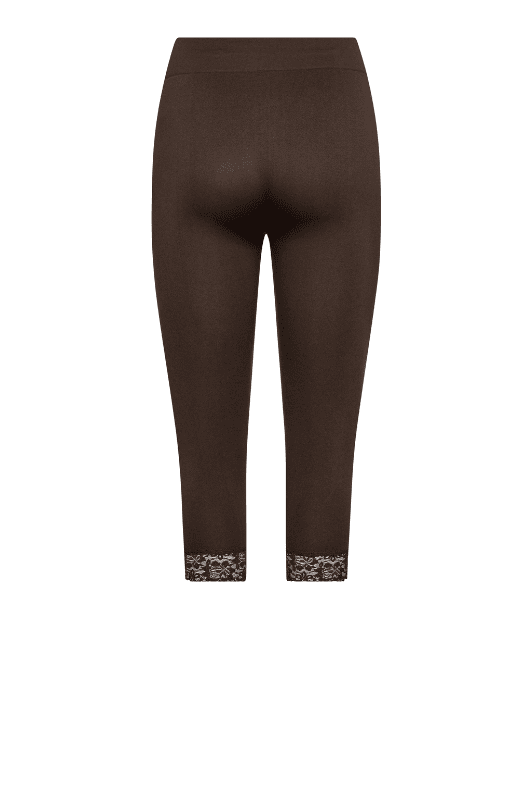 Decoy leggings | Seamless 3/4 legging med blondekant brun