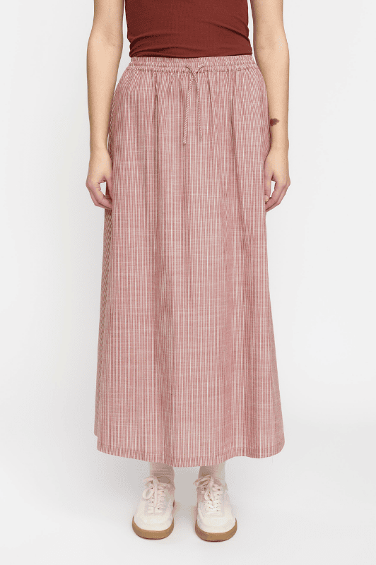 Soft Rebels Ebbi skirt | Sommerlig rustrød bomuldsnederdel med striber