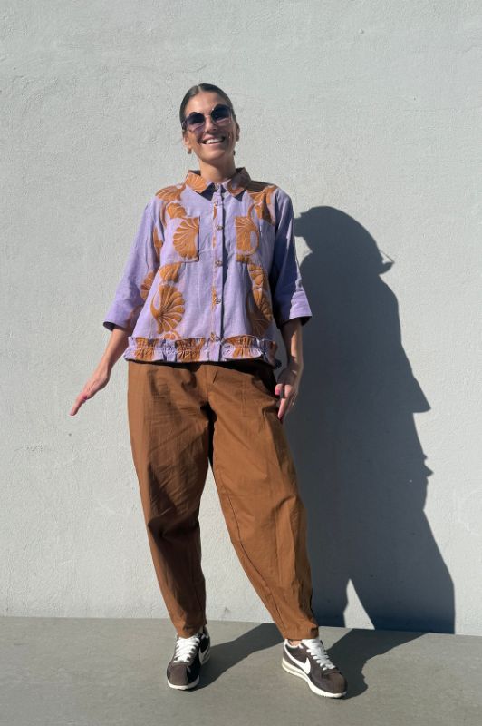 Gaspar Vigo jaquard skjorte i lilla sand I Dresslab