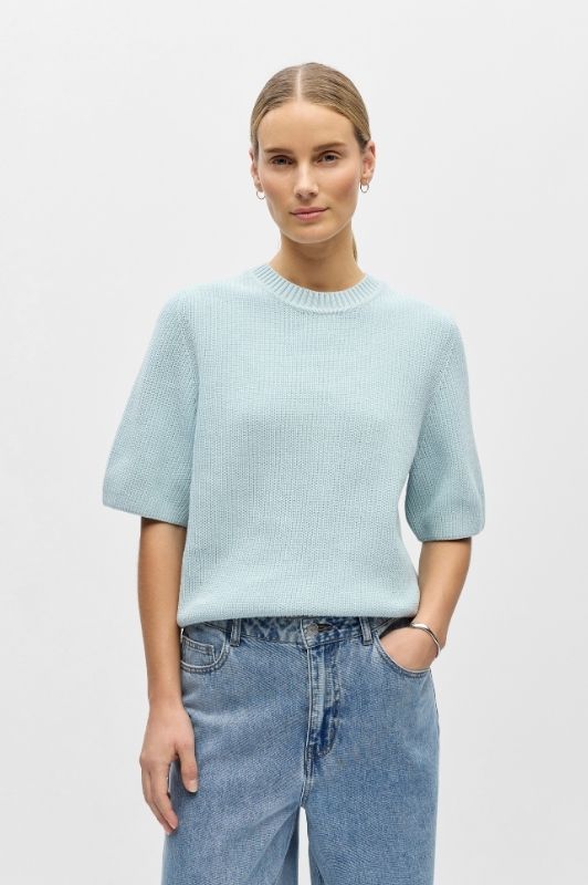 Object Flo strikket t-shirt i lyseblå I Dresslab