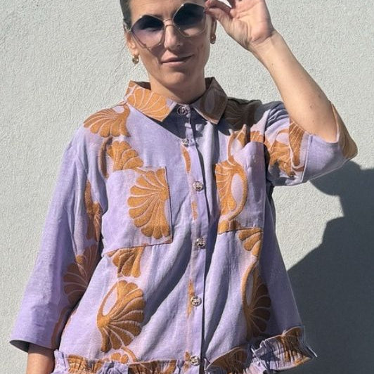 Gaspar Vigo jaquard skjorte i lilla sand I Dresslab