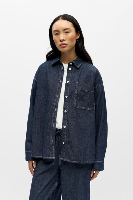 Object Gina denim oversized skjorte