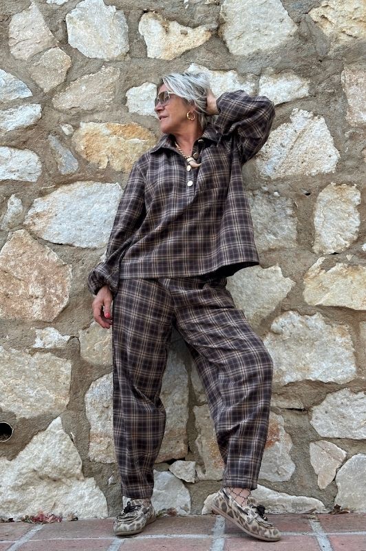 PRE ORDER Gaspar Colorado check pant  | Ternet buks i brune farver