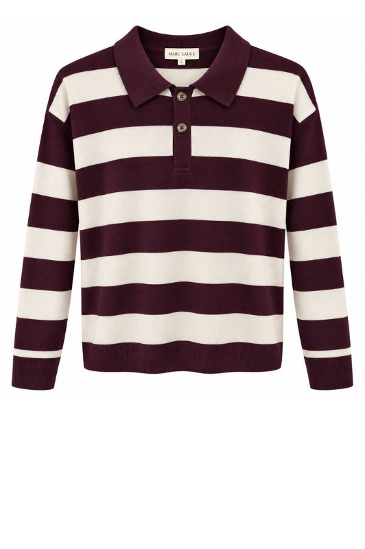 Marc Lauge Lea polo I Stribet polostrik i bordeaux