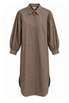 Marc Lauge Logo dress I Ensfarvet poplin A-shape i khaki