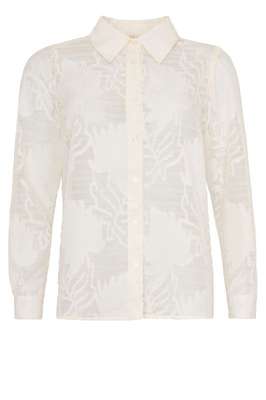 Ofelia Illa shirt I Cremefarvet skjorte med burnout