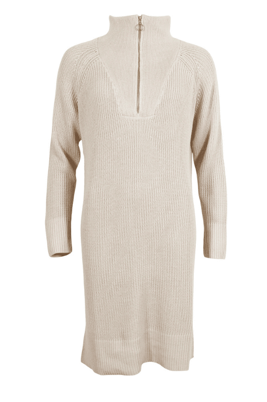 Ofelia Billie Knit dress | Cool strikkjole med polokrave og lynlås I Creme
