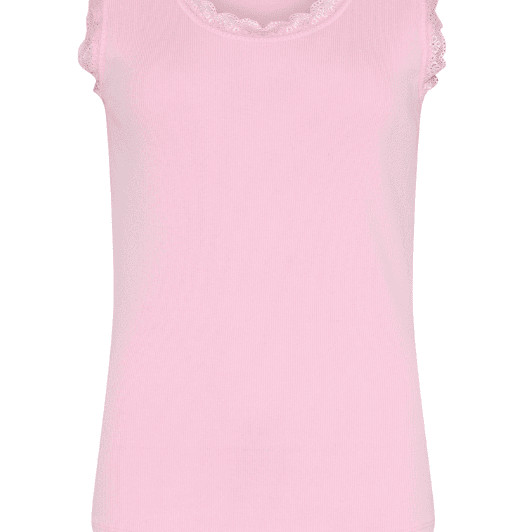 Moondust lace rib top pink med blonde