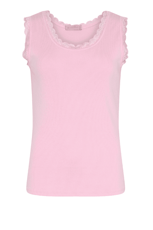 Moondust lace rib top pink med blonde
