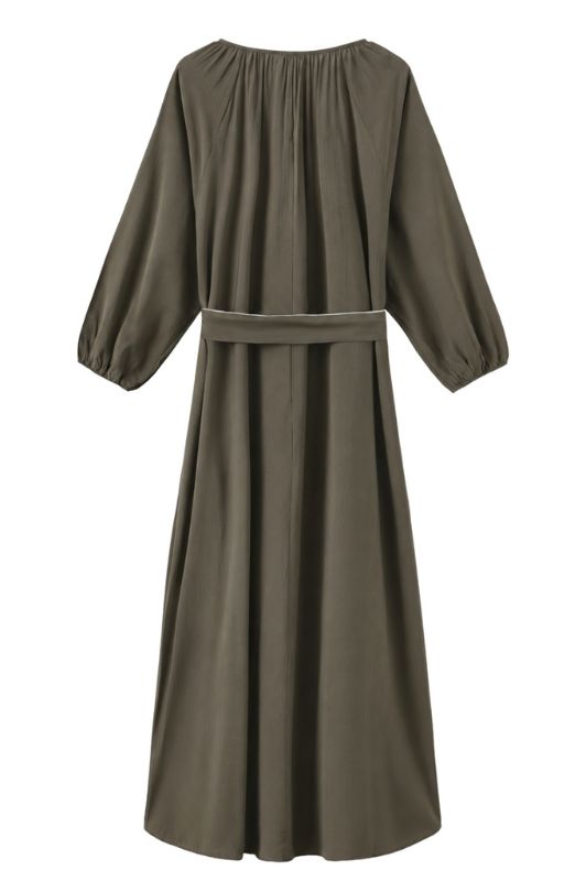 Luxzuz Varinka dress | Viskosekjole med broderi army I Dresslab
