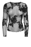 JDY Casablanca sort meshbluse med broderi