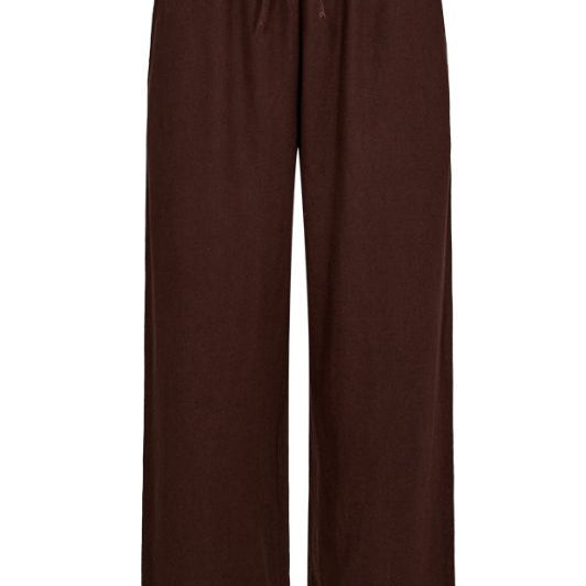 Freequent Lava ankle pant | Brune ankelbukser i hør I Dresslab
