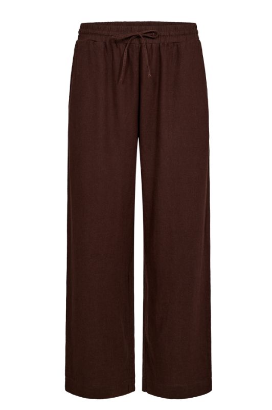 Freequent Lava ankle pant | Brune ankelbukser i hør I Dresslab