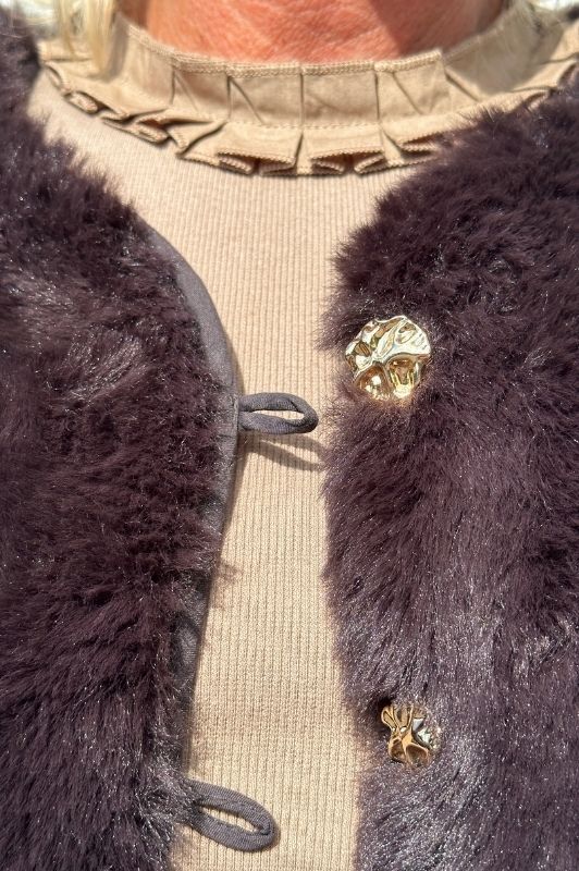 Gaspar Duffy exclusive vest I Cool teddy vest i chokoladebrun