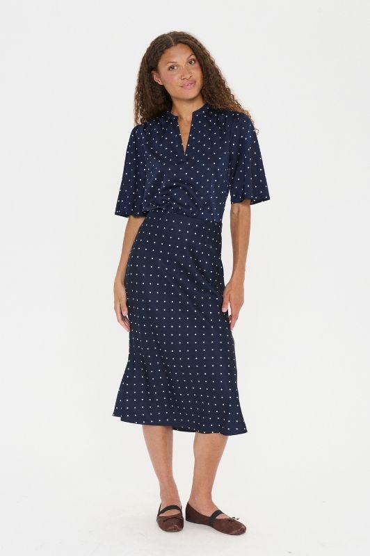 Saint Tropez Magalie bluse | Mørkeblå top med hvide polkaprikker