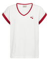 FreeQuent Viva t-shirt | Hvid t-shirt med broderi og rød kontrast I Dresslab