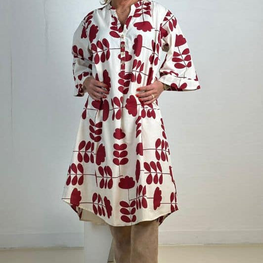 Gaspar Mumbai poplin dress | Cool kjole i rødt grafisk print