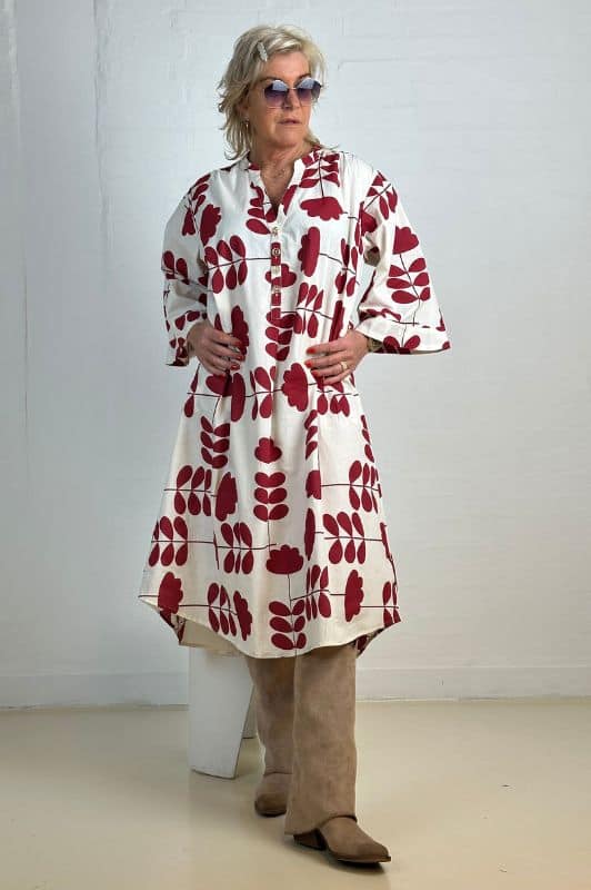 Gaspar Mumbai poplin dress | Cool kjole i rødt grafisk print