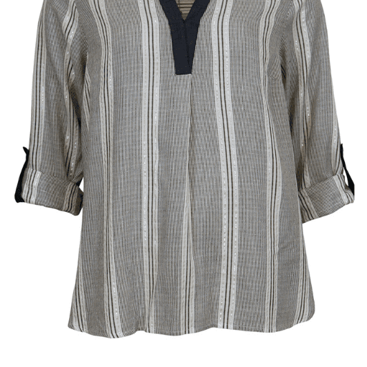 Ofelia Simi blouse I Stribet viskose top med sølv lurex