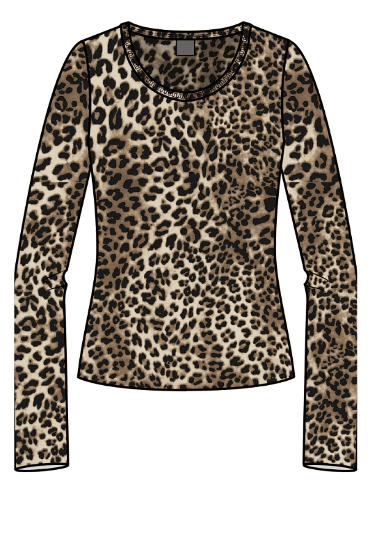 Luxzuz Sigborg T-shirt | Cool meshbluse i leopard print