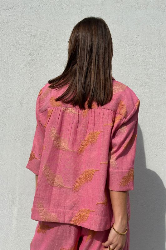 Gaspar Porto pink jaquard bluse I Dresslab