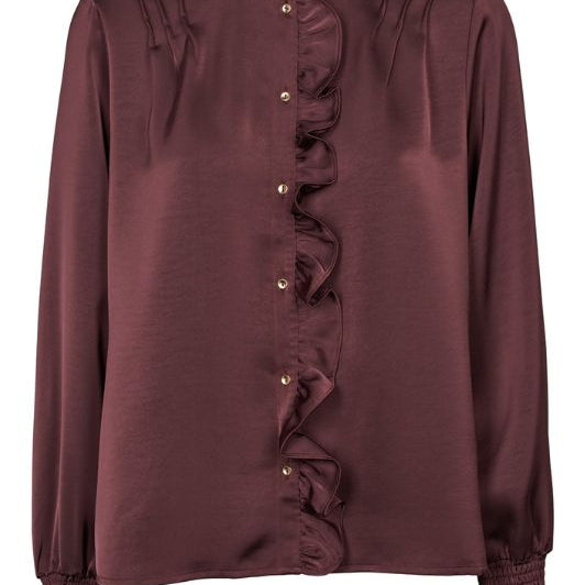 Prepair Gaya bluse I Fin bluse med flæsedetaljer i bordeaux