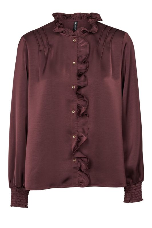 Prepair Gaya bluse I Fin bluse med flæsedetaljer i bordeaux