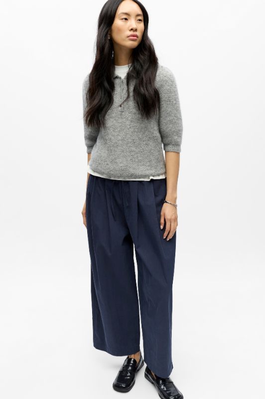 Object Berta barrel pant | Mørkeblå barrel bukser