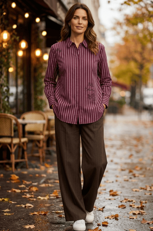 Ofelia Katja shirt I Stribet skjorte i bordeaux