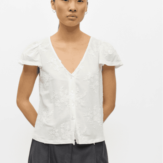 Object Minnie top I Kortærmet broderie anglaise top i hvid
