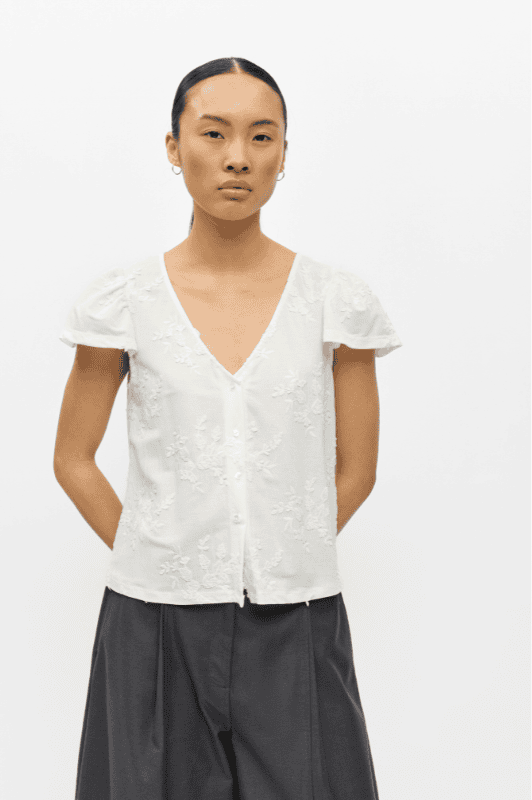 Object Minnie top I Kortærmet broderie anglaise top i hvid
