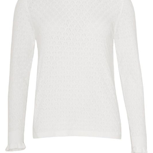 Ofelia Aja strikpulli | Hulstrik med flæsekant i off white