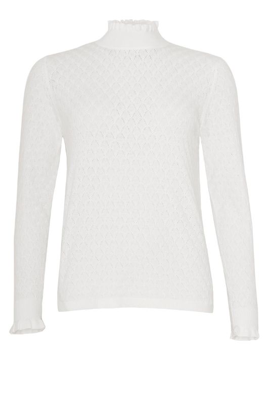 Ofelia Aja strikpulli | Hulstrik med flæsekant i off white