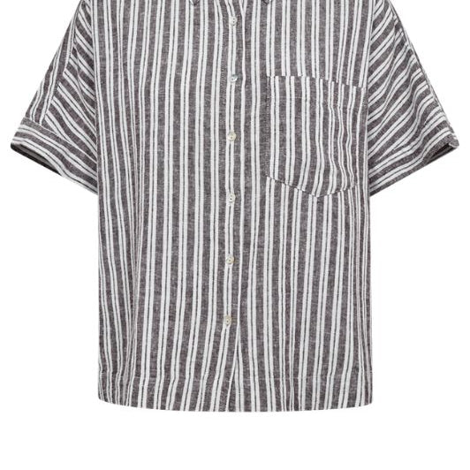 Freequent Lava shirt | Stribet højskjorte i brun