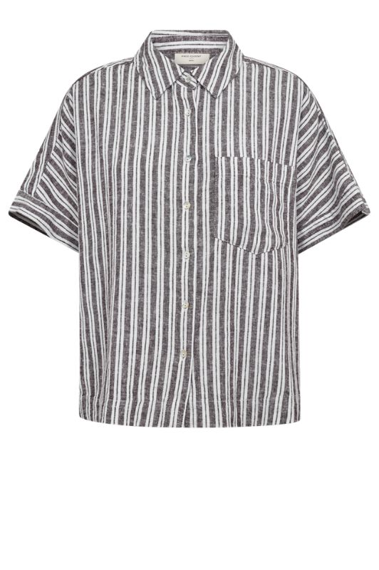 Freequent Lava shirt | Stribet højskjorte i brun