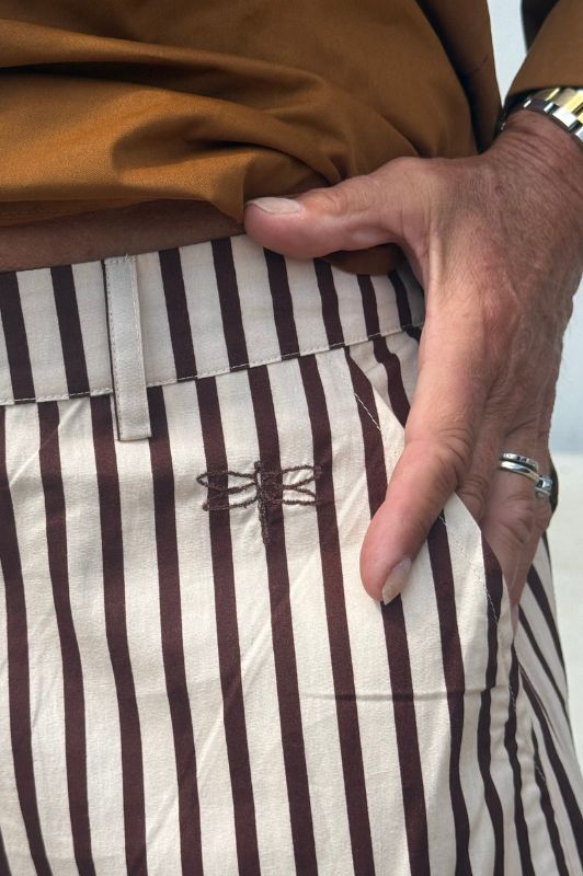 Gaspar Colorado stripe pant  | Poplin buks i chokolade strib