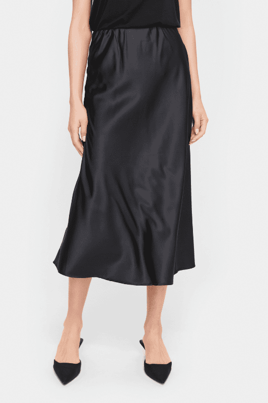 Saint Tropez Disa skirt | Smuk satin midi nederdel | Sort
