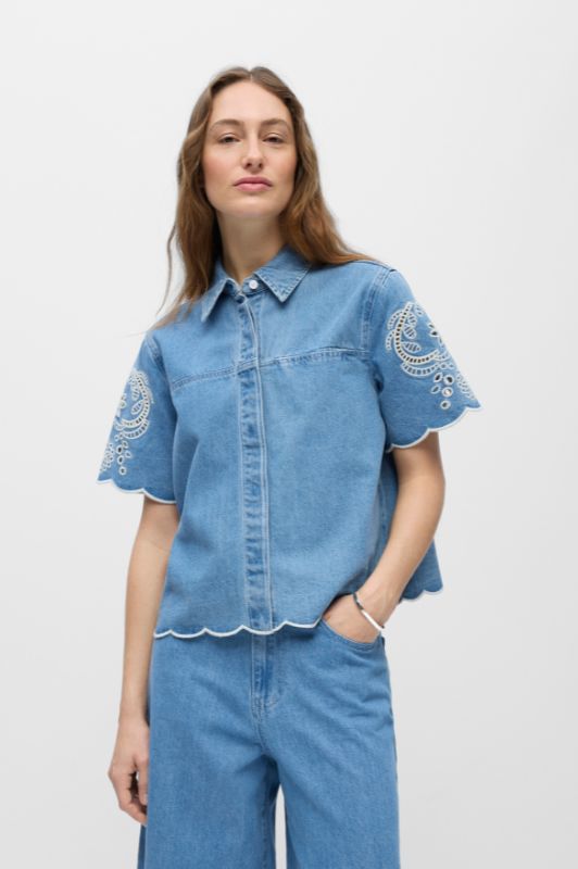 Object Idda denimskjorte med broderi I Dresslab