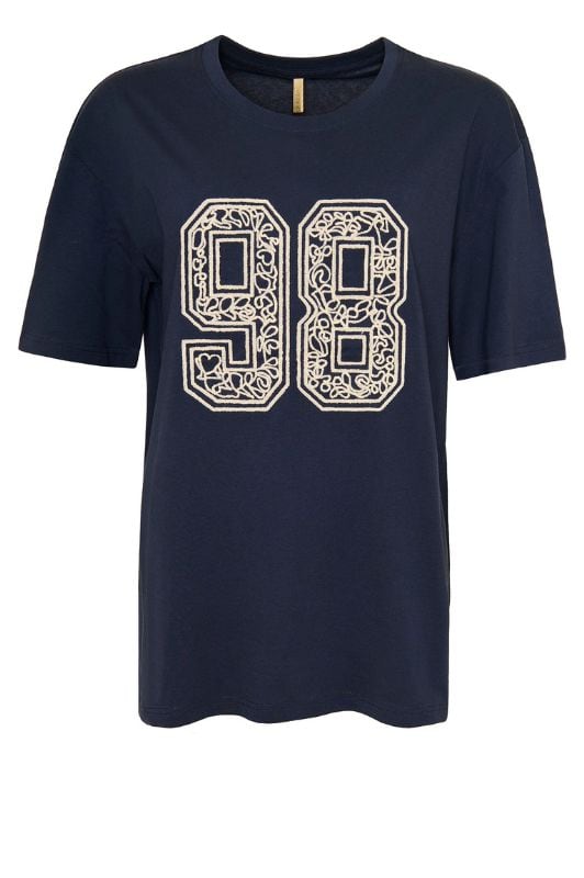 Ofelia Gela t-shirt | Oversized navy tee med broderi I Dresslab