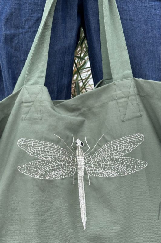 Gaspar Fiji tote bag khaki med broderi I Dresslab